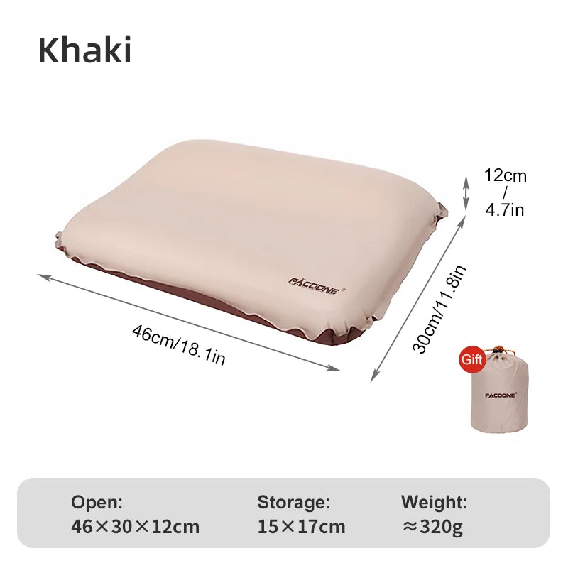 PACOONE Camping Pillow Self Inflating Pillow 3D Ultralight Sponge Pillow Outdoor Travel Automatic Inflatable Pillow