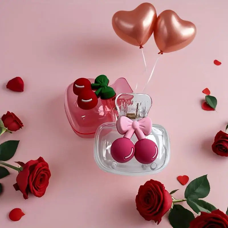 Hot Sale 1/2Pcs Cute Cherry Bow Design Toothbrush Storager  Toothbrush Head Features Dual Holes For Drainage And Ventilation
