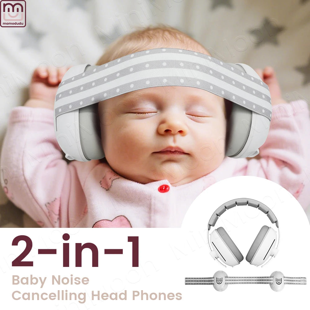 2-in-1 Adjustable Baby Noise Cancelling Earmuffs, Convertible Hearing Protection for Newborn to Toddler, Travel