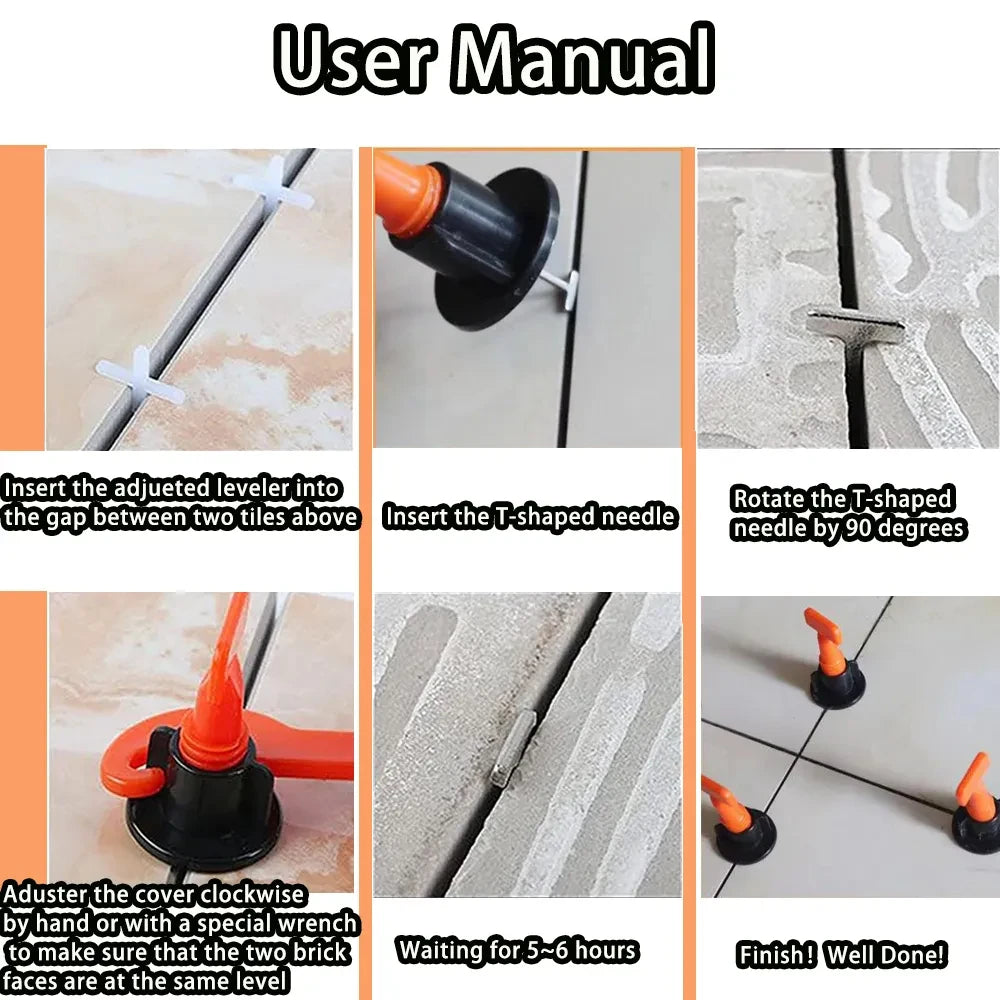 11-1202PCS Floor Tile Leveling System Clips Set Leveler Adjuster Tile Wall Laying Manual Tools Locator Spacers Construction Tool