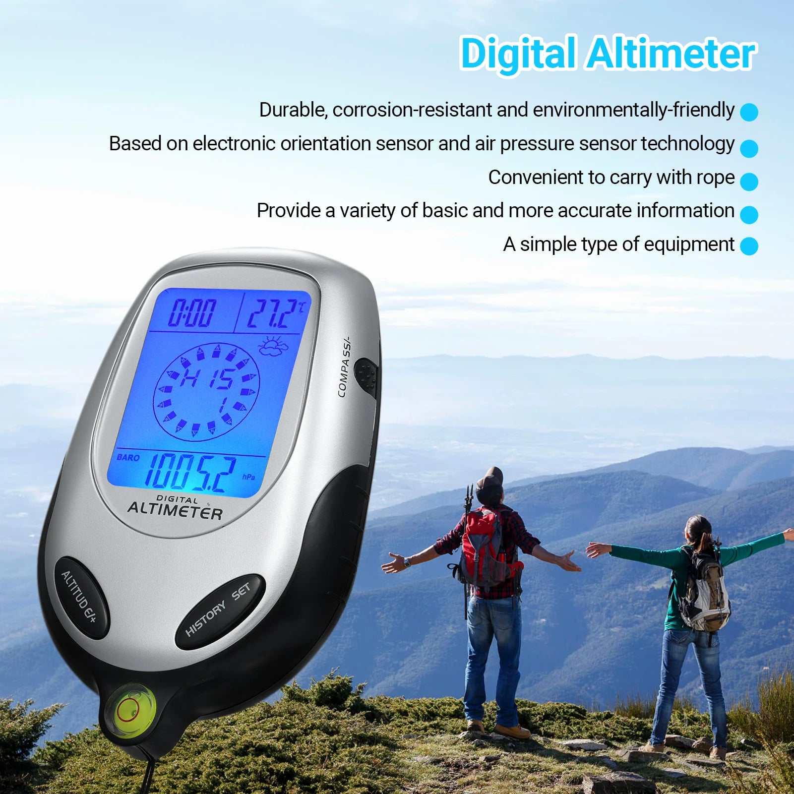 8-in-1 Electronic Altimeter Compass Barometer Thermometer Weather Forecast Time Calendar Clock Outdoor Sports Climbing Tool