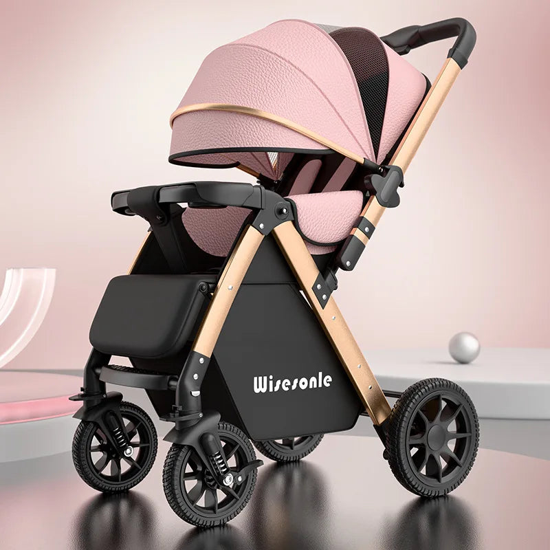 Upgraded Baby Strollers can Sit and Lie Down High Landscape Lightweight Folding Two-way Stroller Children Stroller