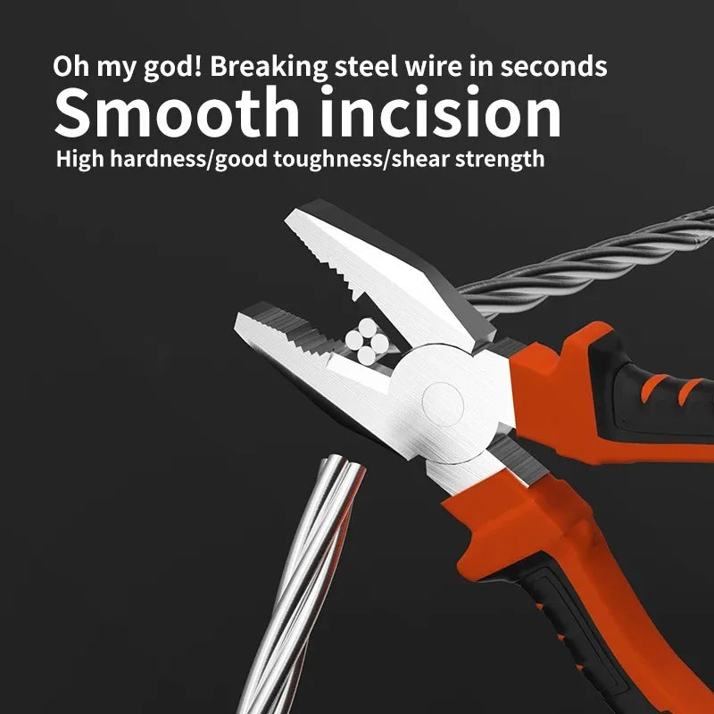 Electric Wire Pliers Large Opening Sharp Multifunction Tool for Cutting Twisting Gripping Metal Wires Heavy Duty Industrial Tool