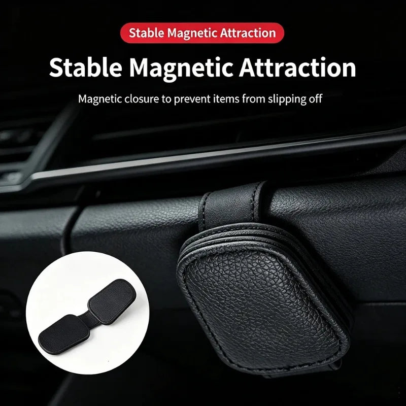 Sunglasses Holder Is Suitable for Car Sun shades Magnetic Leather Sunglasses Clip and Ticket Clip Car Sunshade Accessories