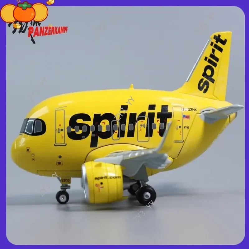 NEW Panzerkampf Cartoon Airplane Model Full Alloy 70102PP Airbus A321NEO Spirit Airlines Display Model For Aviation Enthusiasts