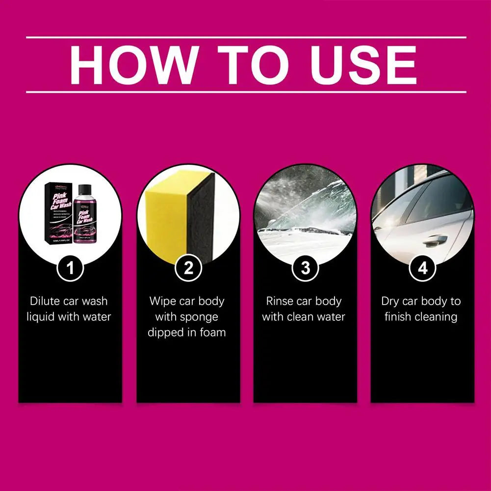  Pink Magic Foam Car Wash Shampoo Foaming Extreme Car Clean High Concentration High Foam Car Wash Liquid Pre-washed Off Wash