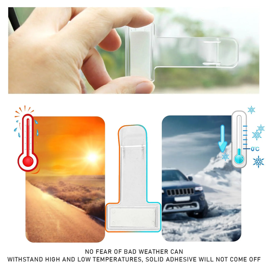Car Window Fastener Stickers Plastic Ticket Holder Transparent Temporary Parking Business Card Holder Car Interior Accessories