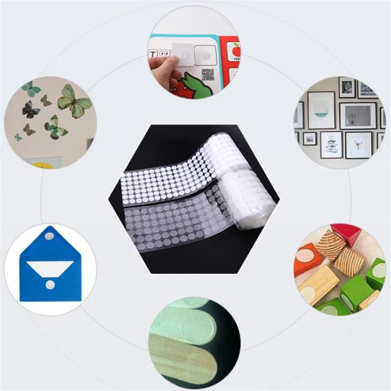 10-30mm Self Adhesive Sticky Dots Strong Glue Magic Sticker Disc Transparent White Round Belcro Adhesivo Hook and Loop Tape
