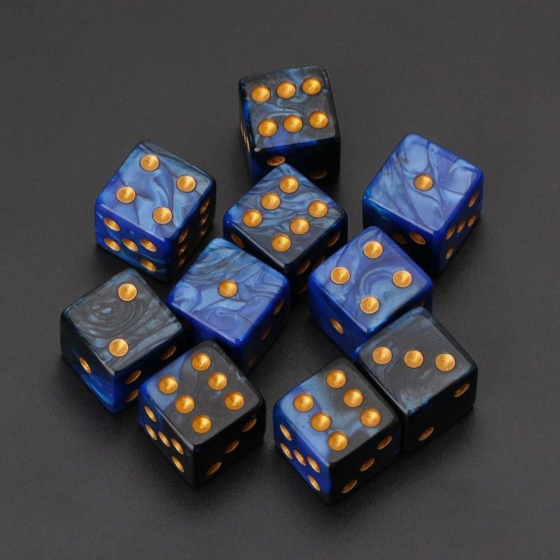 10Pcs 15mm Multicolor Acrylic Cube Dice Set Six Sides Portable Table Games Toy