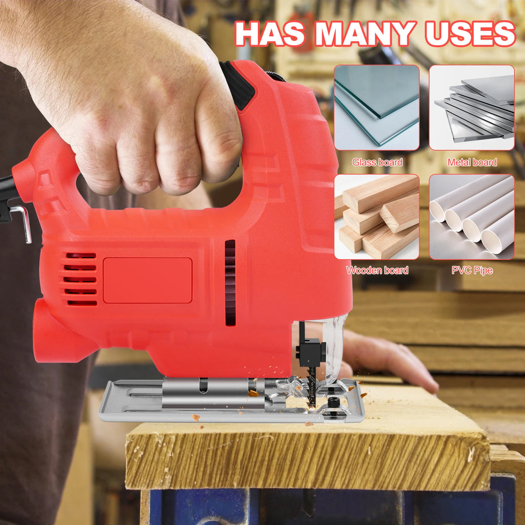800W Jig Saw 6 Speed Adjustable Multifunctional Electric Jigsaw Woodworking Power Tool Enlarge the bottom plate US 110V