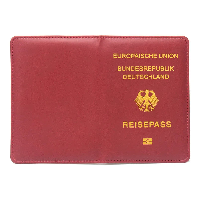 German Passport Holder Men Women PU Leather Passport Covers Portable Passport Case Id Holder Ticket Holder Travel Accessories