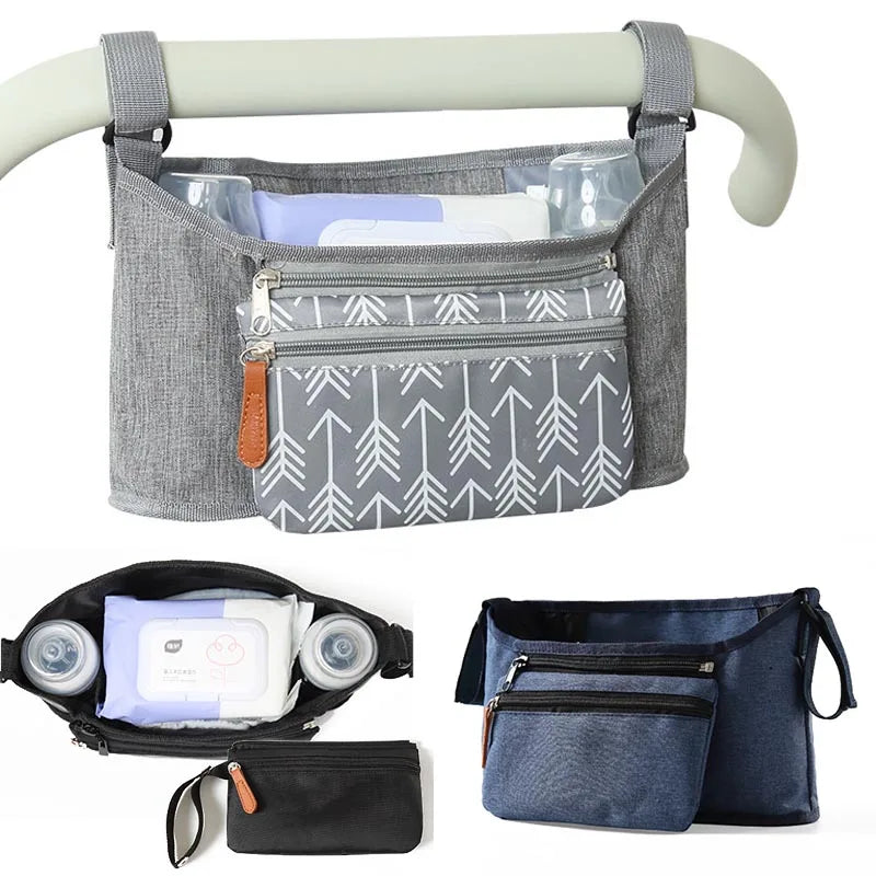 Baby Stroller Storage Bag Mommy Large Capacity Travel Hanging Bag Phone Bottle Holder Pram Diaper Bags Baby Stroller Accessories