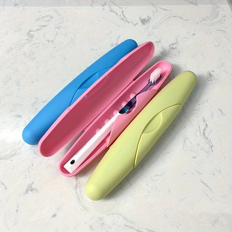 1pc Portable Single Toothbrush Case, Dustproof, Made Of Plastic Material, Designed For Daily Use And Travel