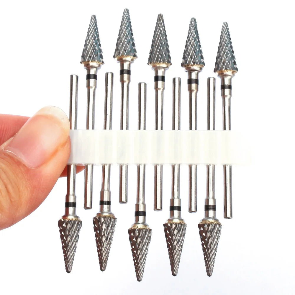 10pc Carbide Manicure Drills Nail Drill Bits Set Milling Cutters Kits Gel Polish Remover Files Electric Burr Tools Accesstries
