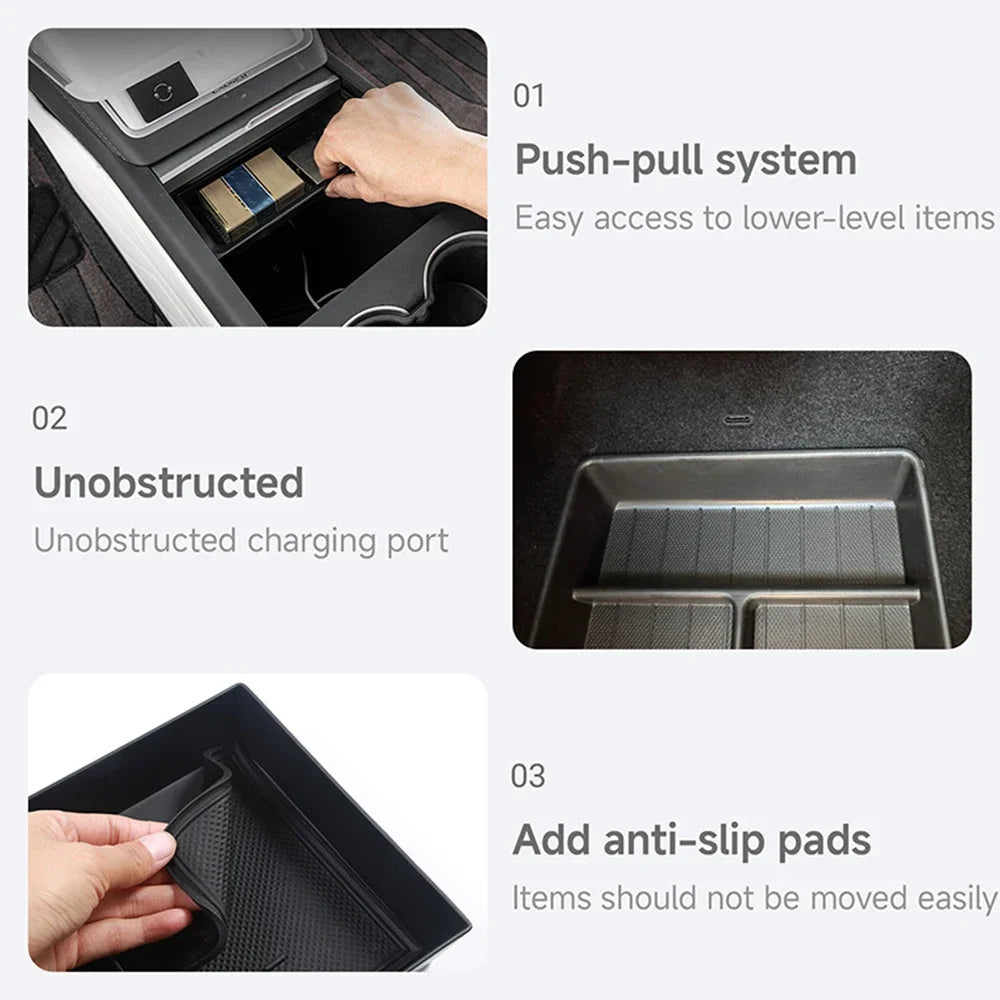 For Tesla Model Y Juniper Accessories Storage Box Center Console Storage Box Cup Holder for Tesla Model Y Juniper 2025 2026
