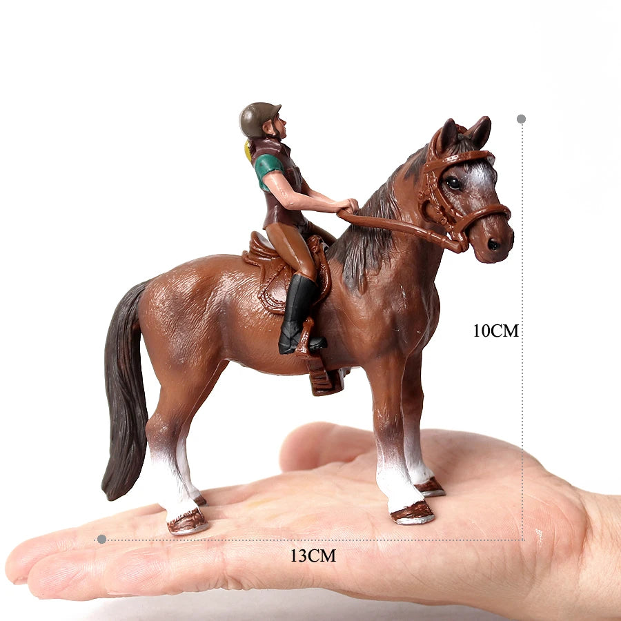 Realistic Equestrian Rider Horse with Saddle and Bridle Riding Playset Model Figures Decoration Educational Toys for Kids