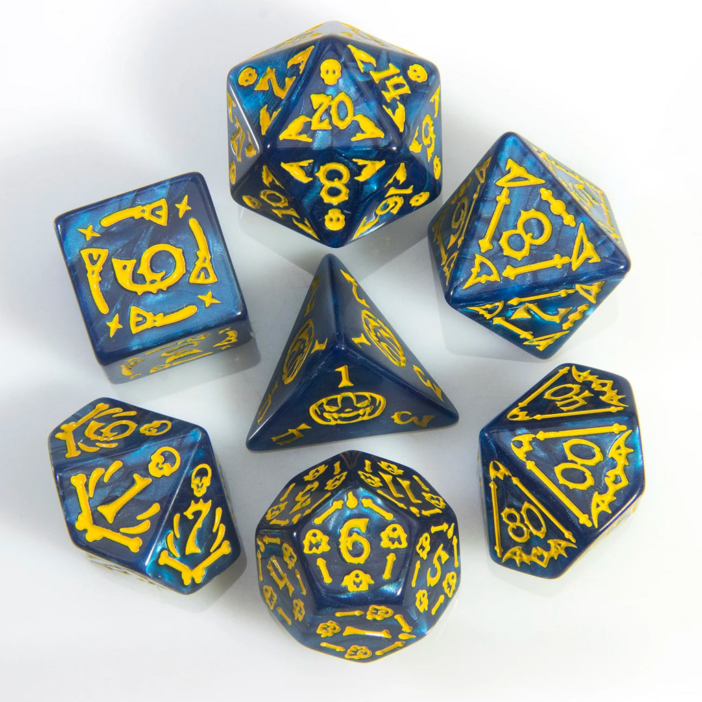 DND Dice Set 7pcs Halloween Pattern Polyhedral Dice Set for D&D RPGs Role Playing Table Games