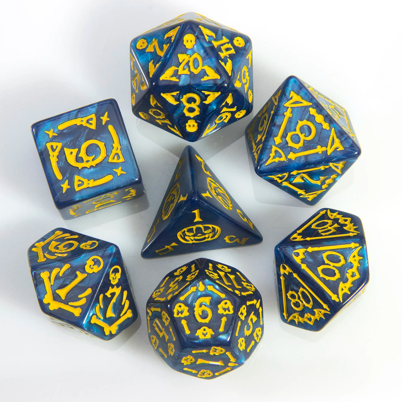DND Dice Set 7pcs Halloween Pattern Polyhedral Dice Set for D&D RPGs Role Playing Table Games