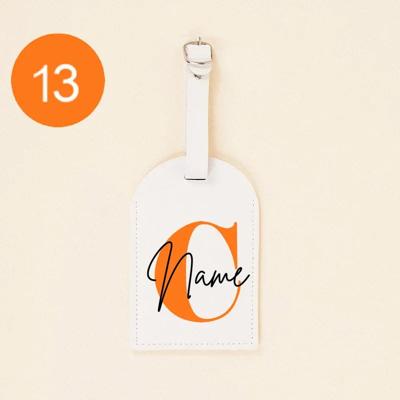 Personalised Monogram PU Luggage Tag Initial with Name Leather for Suitcase Baggage Handbag Tags Travel Bag Label Tag Best Gifts