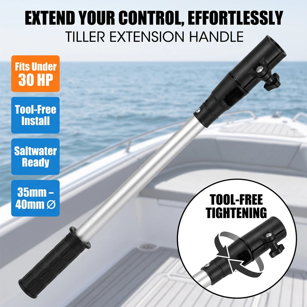 Outboard Motor Tiller Extension Handle Marine Boat Steering Rod Adjustable Aluminium Locking Grip for Electric Thruster