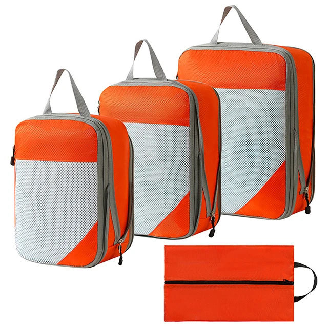 4pcs/set Portable Travel Packing Bag Thickened Waterproof Clothes Compression Storage Bag Shoes Clothes Travel Bags Packing Cube