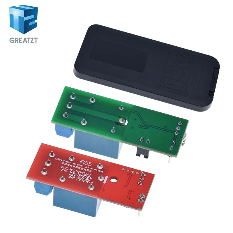 GREATZT IR 1 Channel Infrared Receiver Driving Switch Relay Driver Module Board 5V / 12V + Active Remote Controller