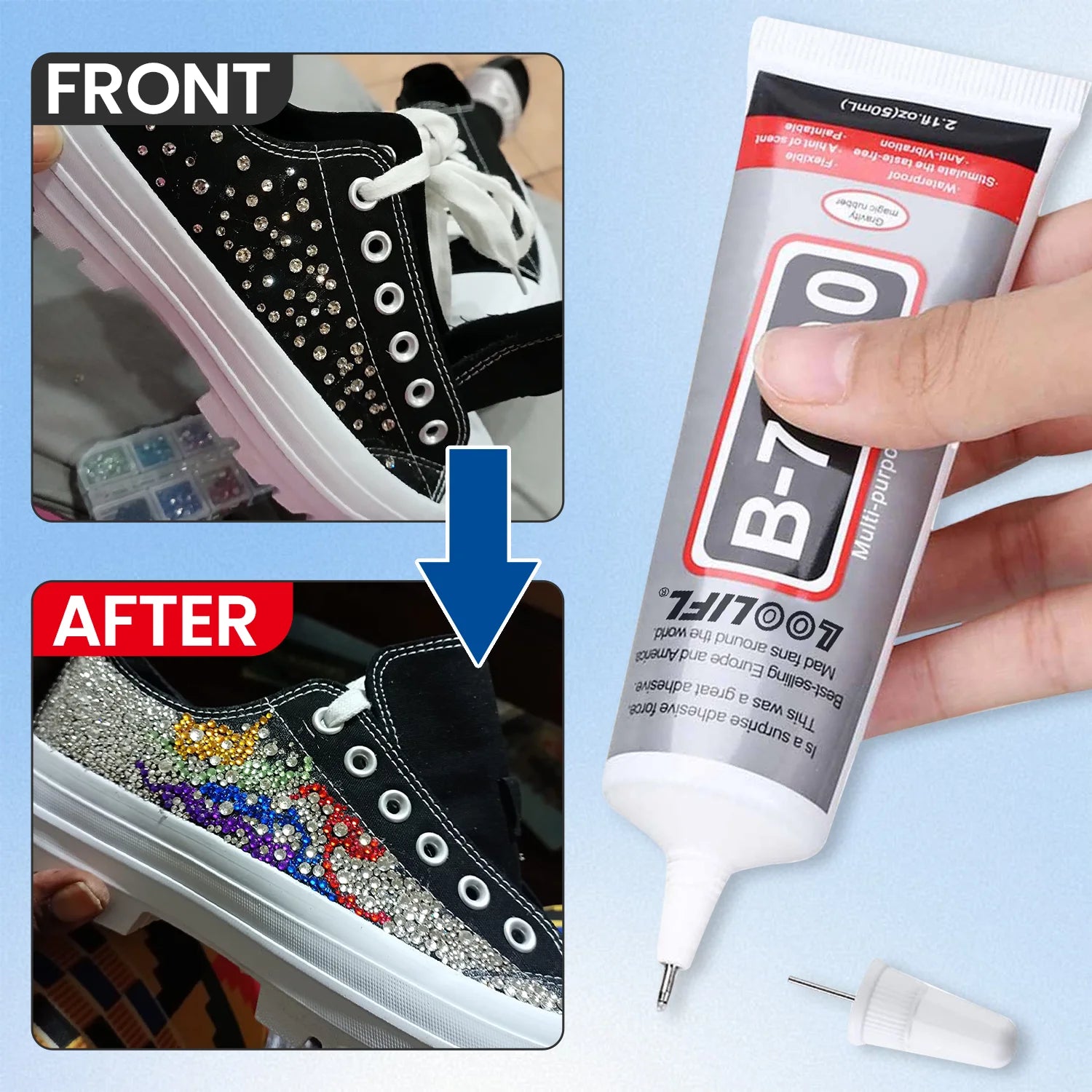 B7000 Soft Glue-Jewelry Glue, Cloth Glue, Manual DIY, Accurate Dot Coating Design, Tasteless and Transparent Waterproof Glue.