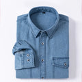 Pure Cotton Double-pocket Denim Long-sleeve Shirt Stylish Versatile Trendy Collared Shirt Casual Detailed Men's Sports Top