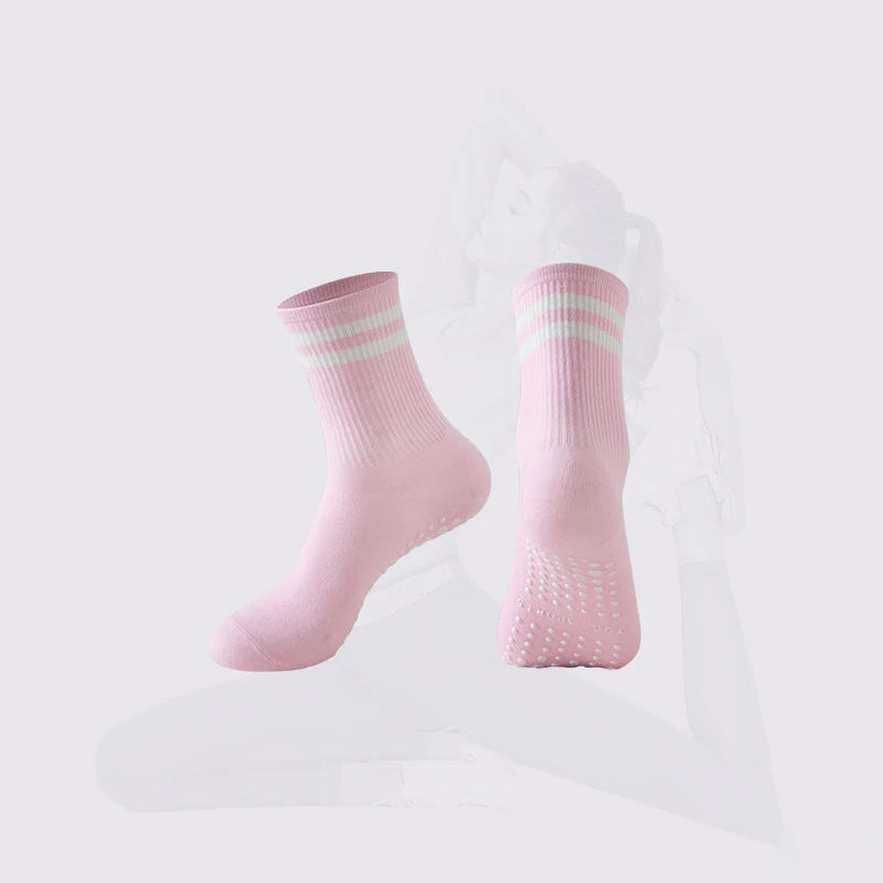 Dreamlikelin 1 Pair Women's Mid-Calf Yoga Socks Non-Slip Breathable & Sweat-Wicking Floor Socks for Pilates, Dance ,Workout |
