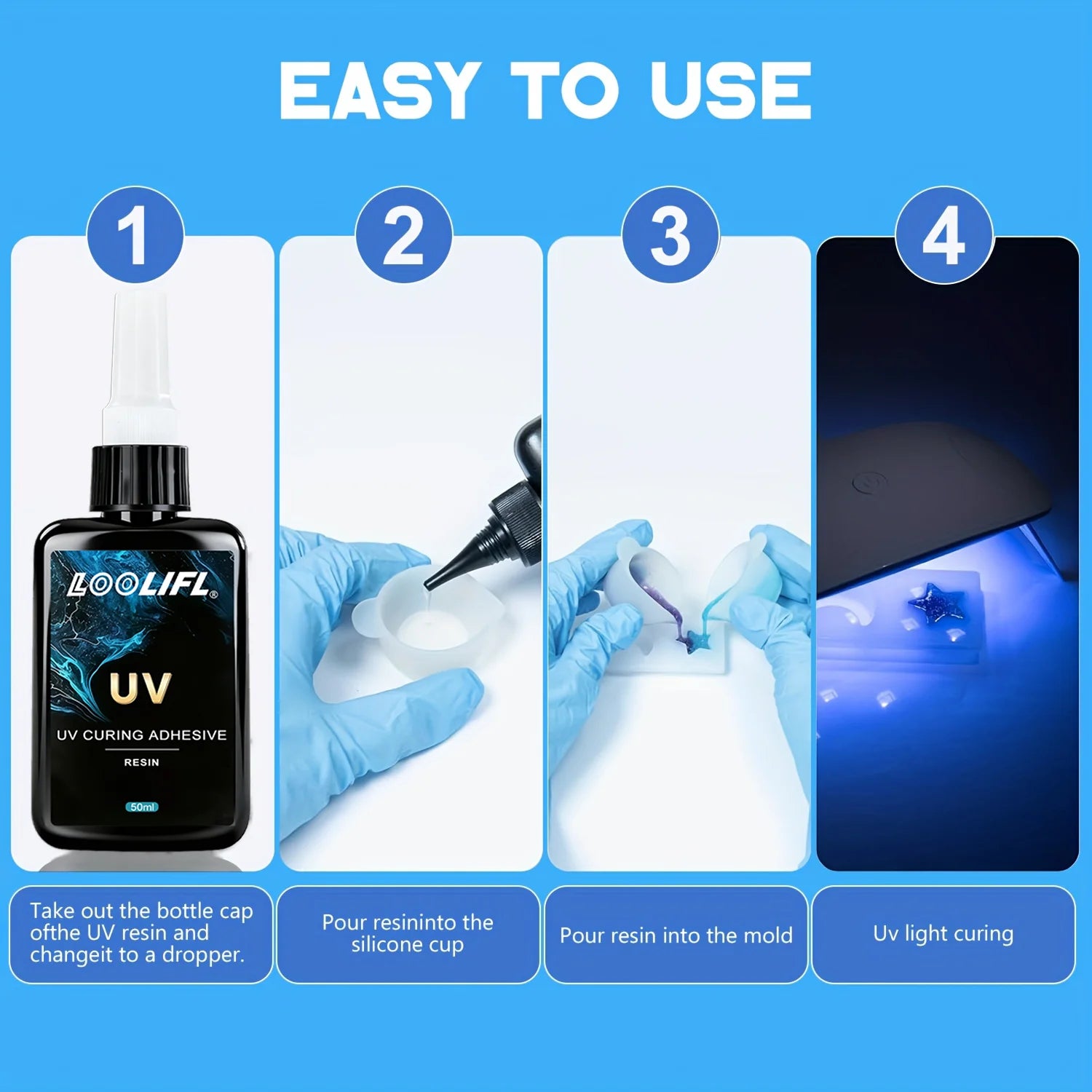 UV Resin Clear Hard Upgraded Crystal Clear Epoxy Resin Up Premixed UV Curing Adhesive Cure for Craft DIY Glass Jewelry Making