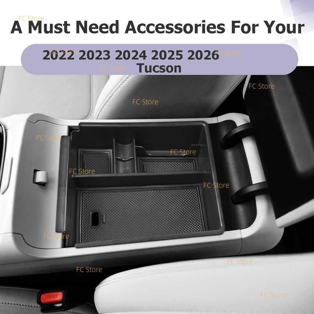 For Tucson 2022-2025 2025 2026 Center Console Organizer Armrest Storage Box Armrest Console Organizer Insert Tray Accessories
