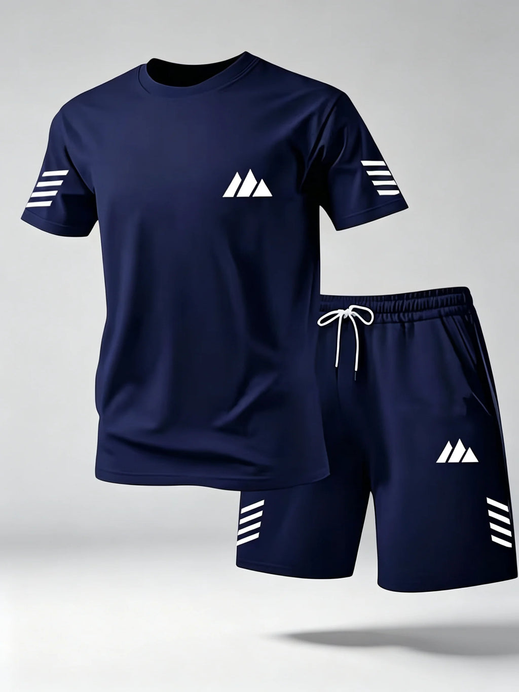 2026 Men 2PCS Summer Tracksuit Quick Dry Breathable Lightweight Short Sleeve Tee Shorts Streetwear Gym Running Sports Outfit