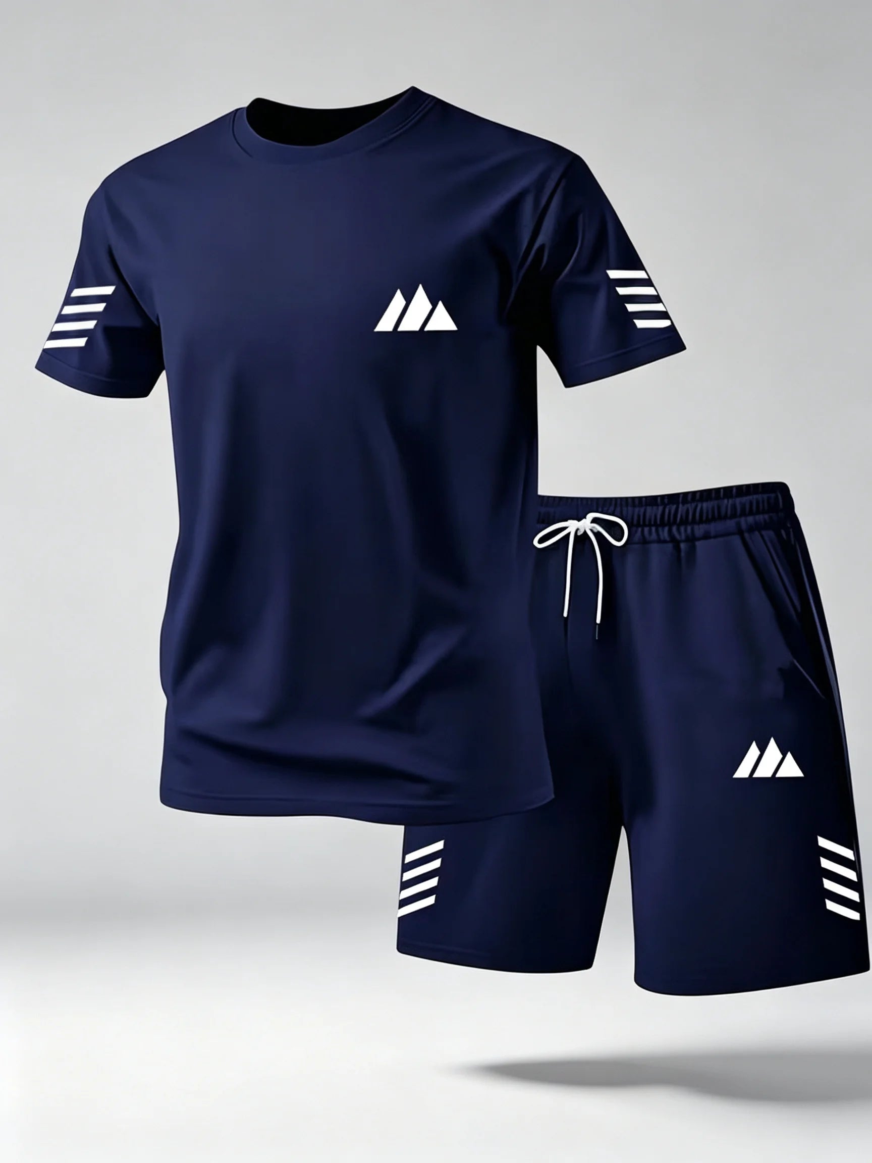 2026 Men 2PCS Summer Tracksuit Quick Dry Breathable Lightweight Short Sleeve Tee Shorts Streetwear Gym Running Sports Outfit