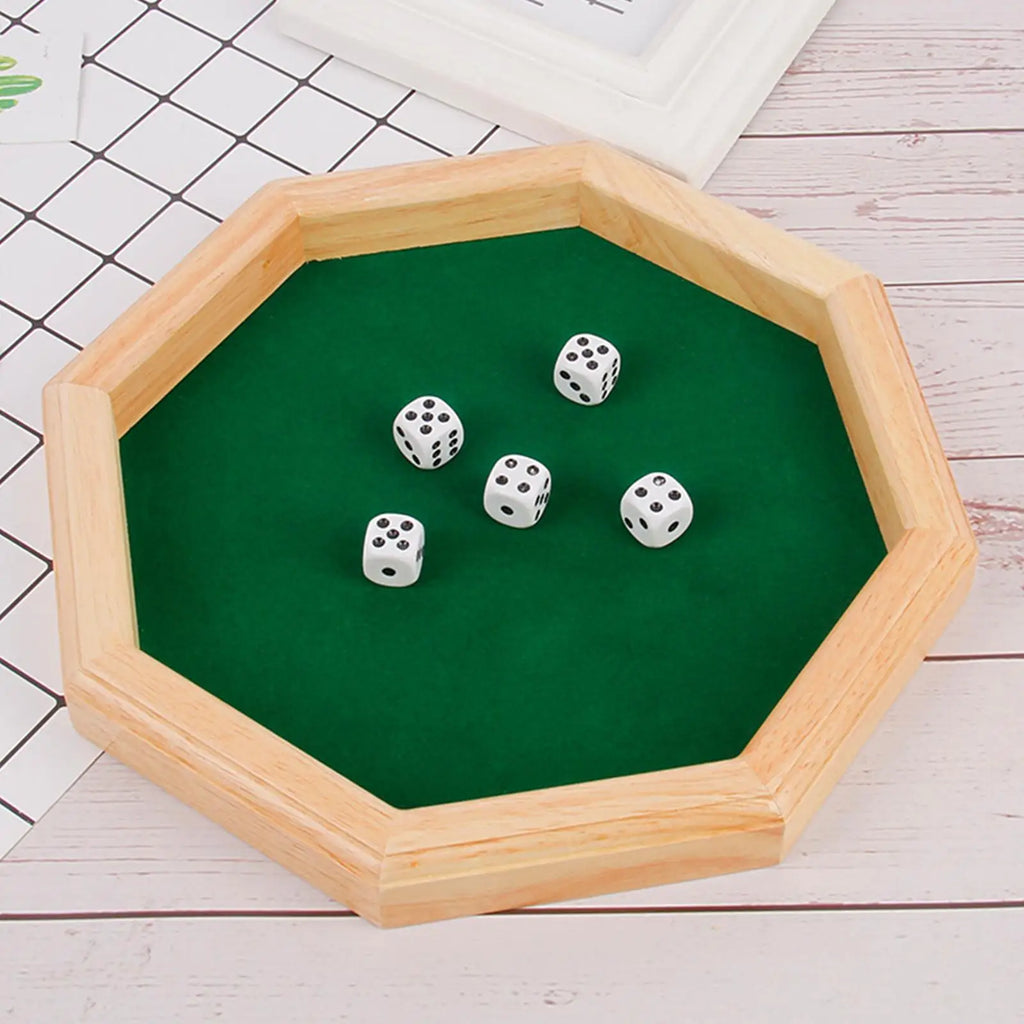 10.2 inch Wooden Dice Octagonal Dice Tray Board Game for Game Night Game Dice Party and Celebrations Party Supplies