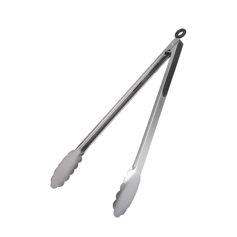 7-16Inch 430 SS BBQ Grilling Clip Tongs Kitchen Cooking Meat Salad Bread Spaghetti For Baking Camping Tools Barbecue Accessories