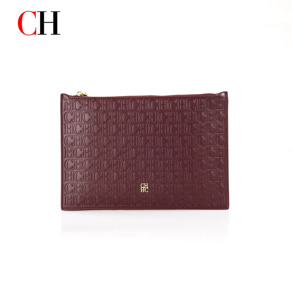 CH Women Embossed Letter Wristlet Clutch Bag Zipper Handbag Elegant Evening Pouch for Party Travel and Daily Use