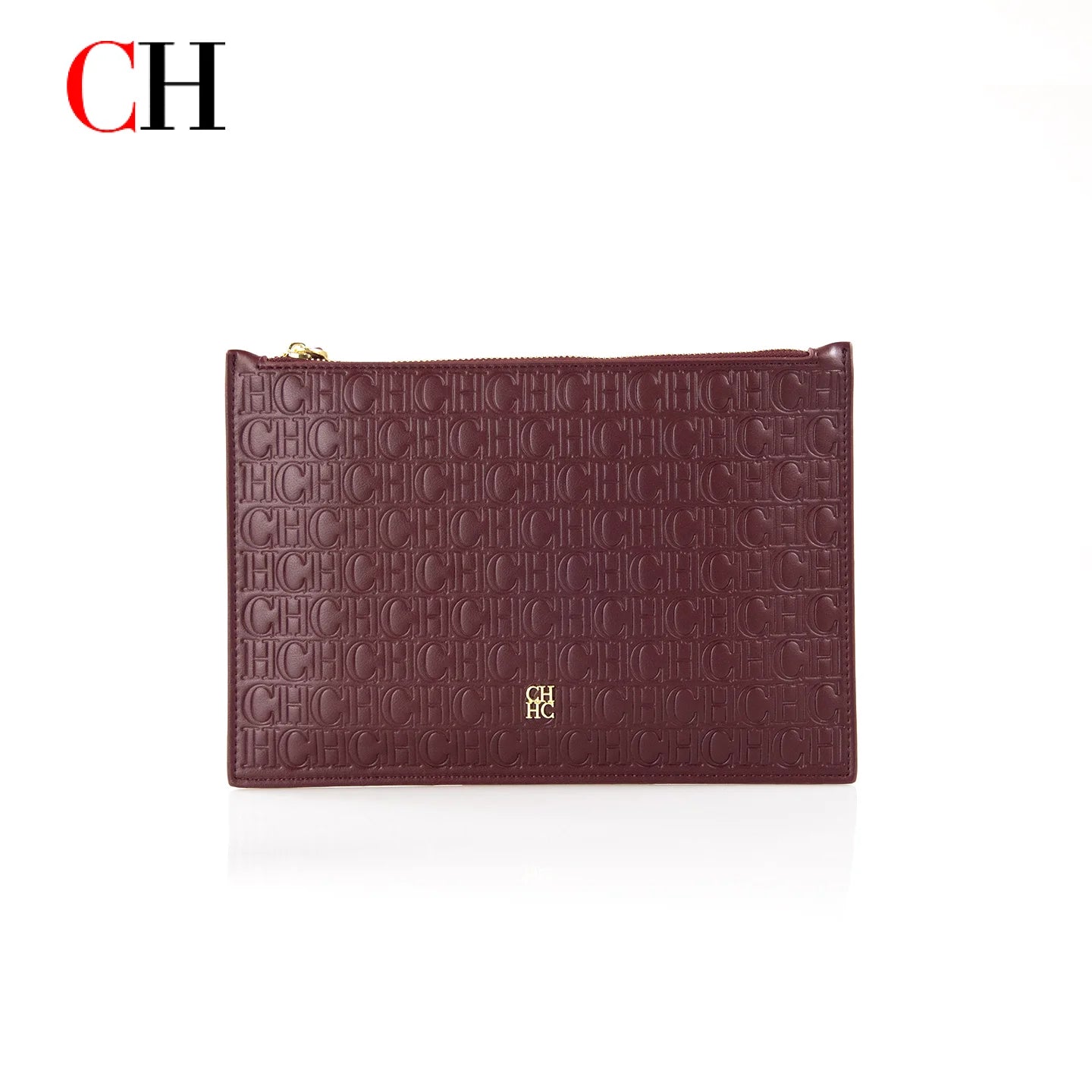 CH Women Embossed Letter Wristlet Clutch Bag Zipper Handbag Elegant Evening Pouch for Party Travel and Daily Use