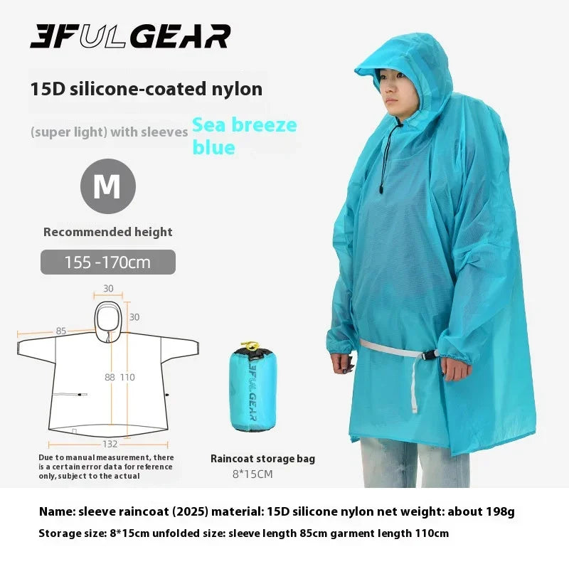 3F UL GEAR Sleeve Raincoat Outdoor Ultralight 15D/20D/220T Nylon Rain Jacket Waterproof Cycling Hiking Jackets Poncho Raincoat