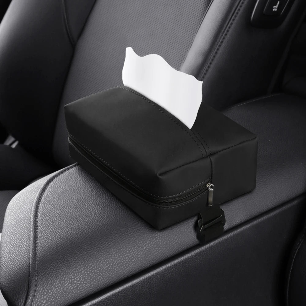 Car Tissue Holder, Car Sun Visor Tissue Box, Universal PU Leather Tissue Box for Sun Visors, Center Armrests and Seat Backs