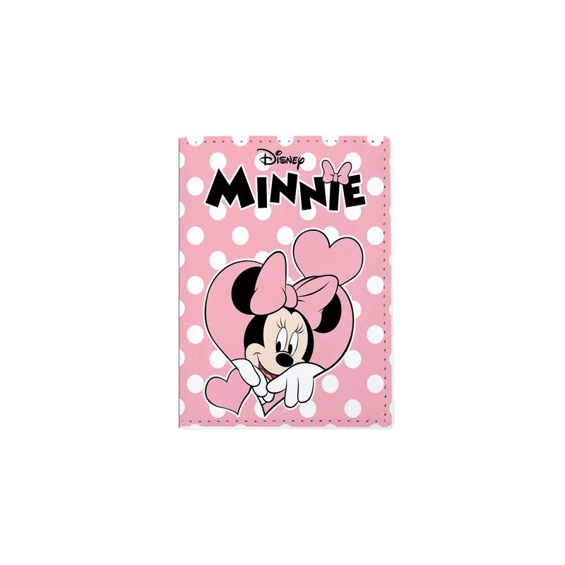 Disney Mickey Minnie Women Girls Travel Accessories Passport Cover Holder PU Leather Unisex ID Bank Card Holders Wedding Gifts