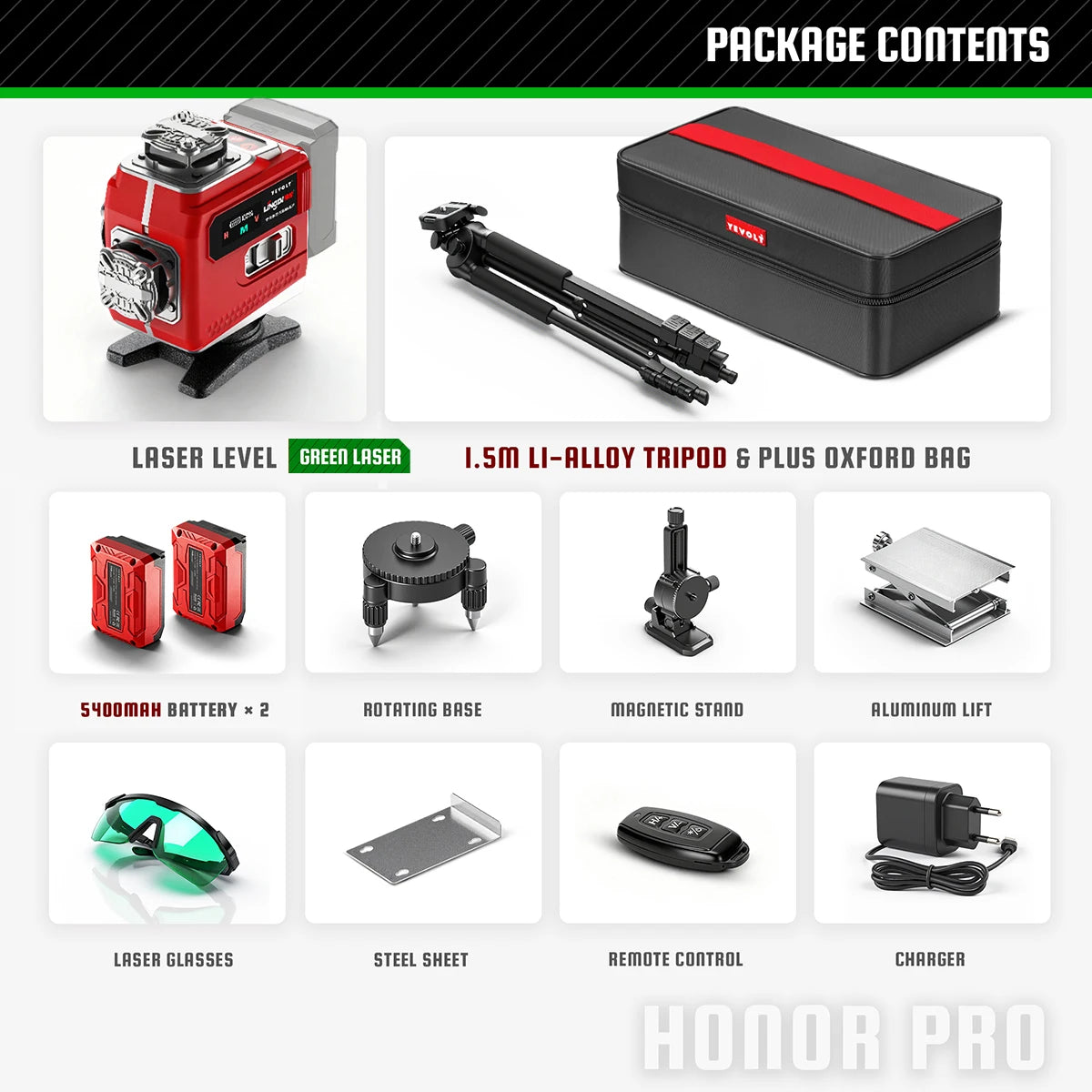 Construction Grade Red/Green Laser Level 16 Lines Self Leveling Strobe Flash Aluminum Base Touch Screen 5000mAh for Wall Work