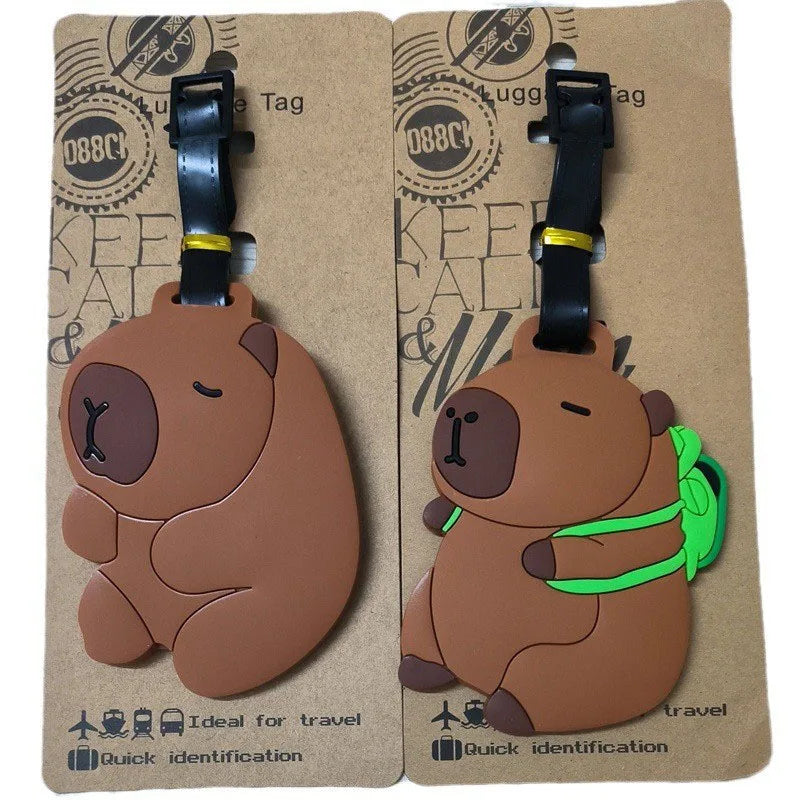 Hot On Sale Cute Capybara Luggage Tag Silica Gel Suitcase ID Addres Holder Women Men Baggage Boarding Tag Portable Label