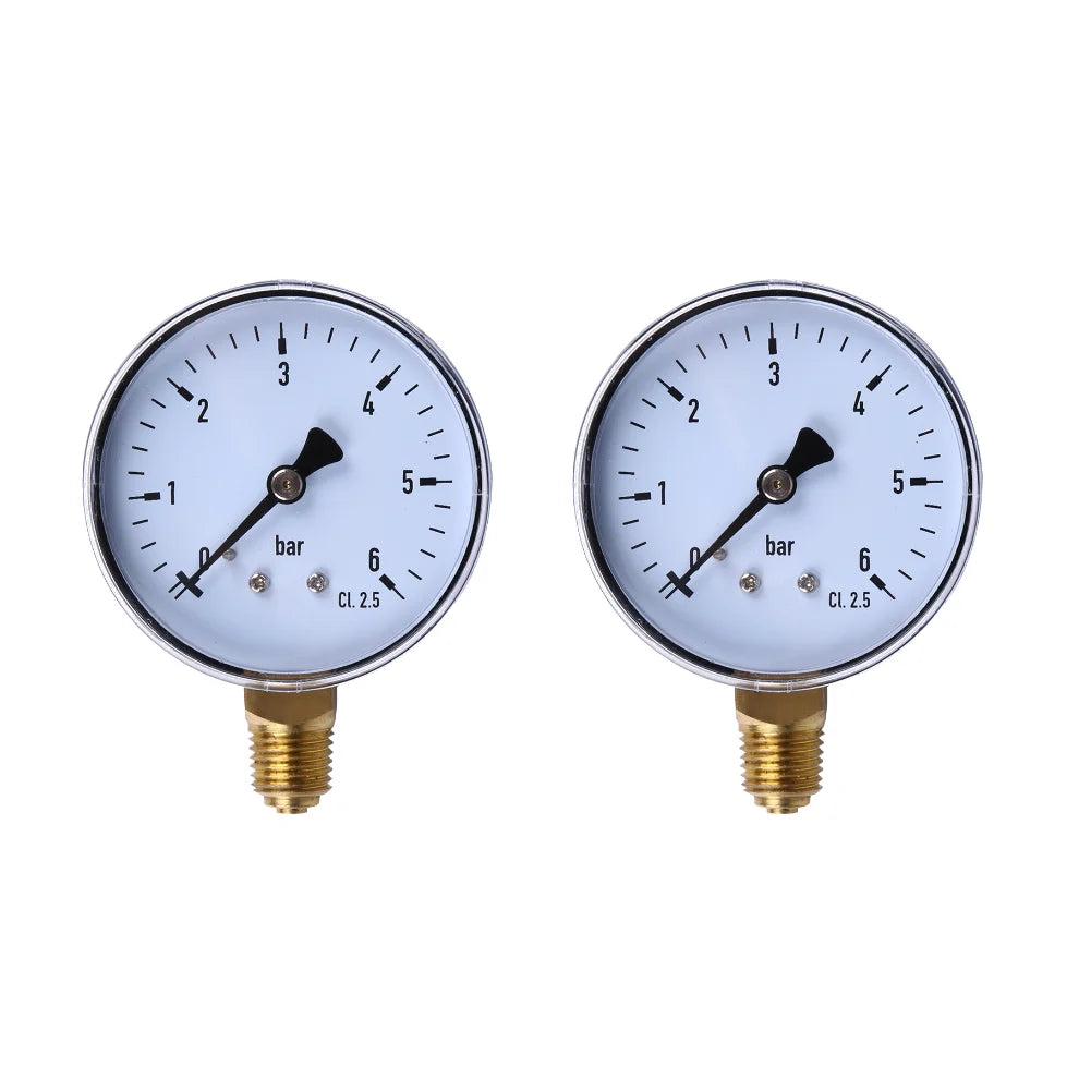 6 Bar Manometer 1/4 NPT Air Compressor High Strength Pressure Gauge 2.3 Face for Air Water Oil Gas Measurement