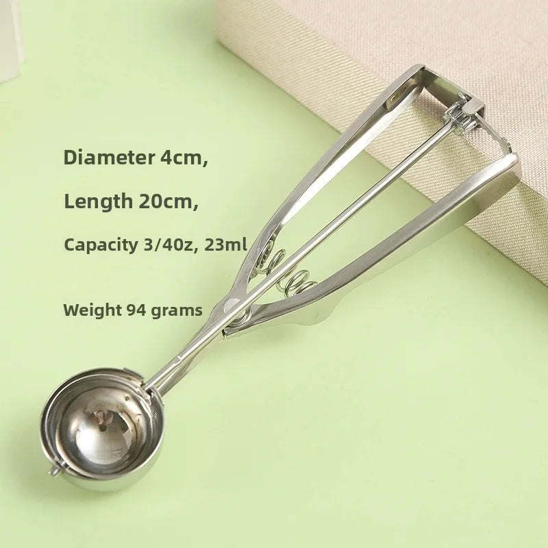 Ice Cream Spoon Kitchen Tools 3 Size Stainless Steel Spring Handle Mash Potato Watermelon Ball Scoop Home Kitchen Accessories