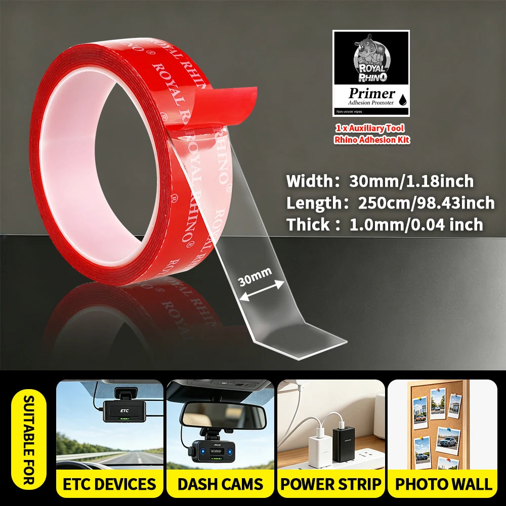 Super Strong Transparent Double-Sided Tape Acrylic Adhesive 1.0mm Traceless Fixed Wall High Viscosity Waterproof Nano Car Tape