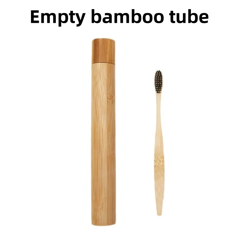 Eco-friendly Bamboo Toothbrush Holder,21cm Portable Travel Storage Box, Standing Conical Tube for Oral Hygiene Daily Outdoor Use