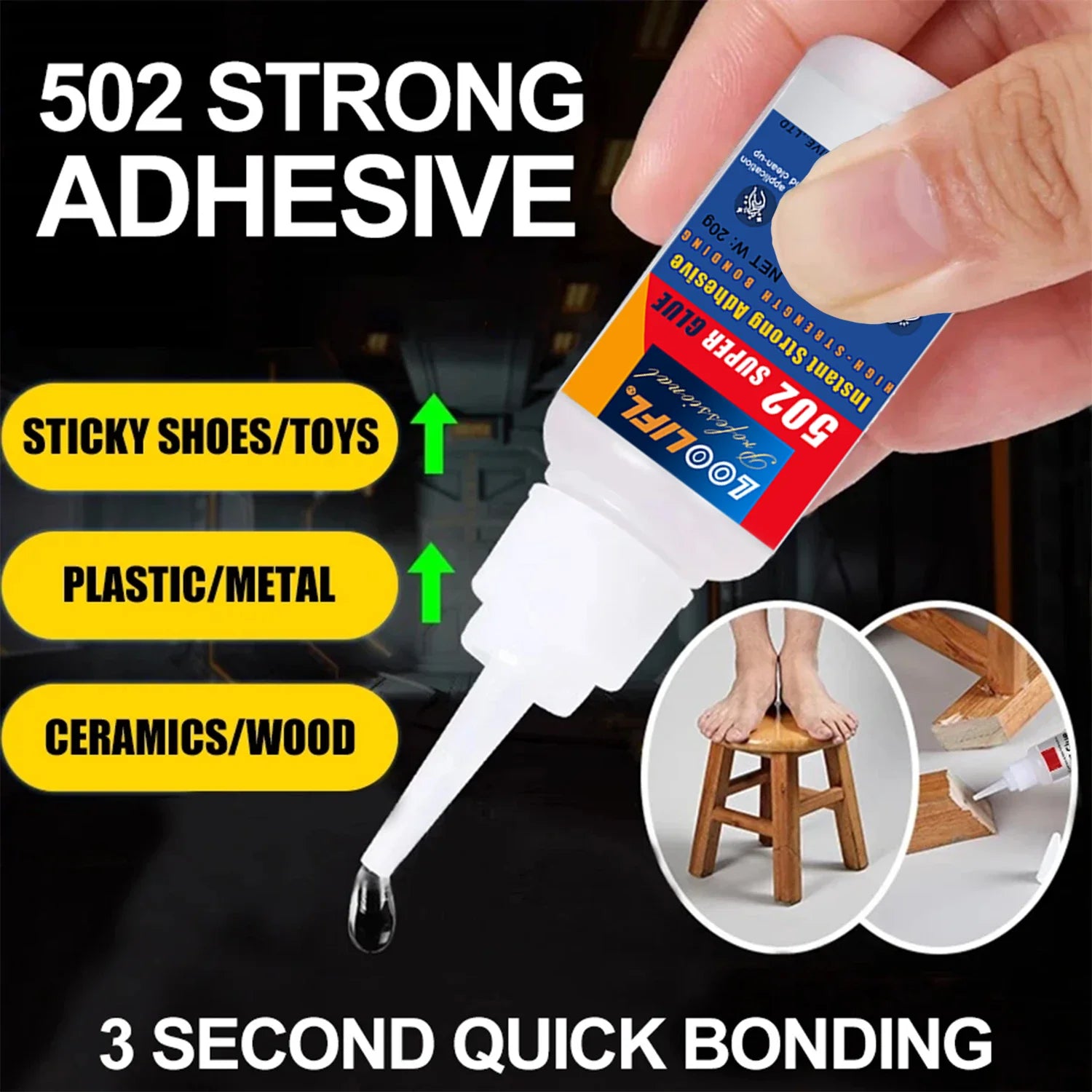 Loolifl Super Glue 1-25 Pieces 502 Strong Instant-Dry Cyanoacrylate Glue for Leather, Rubber, Wood, Metal, Strong Adhesive Liquid Tool Glue, Stable