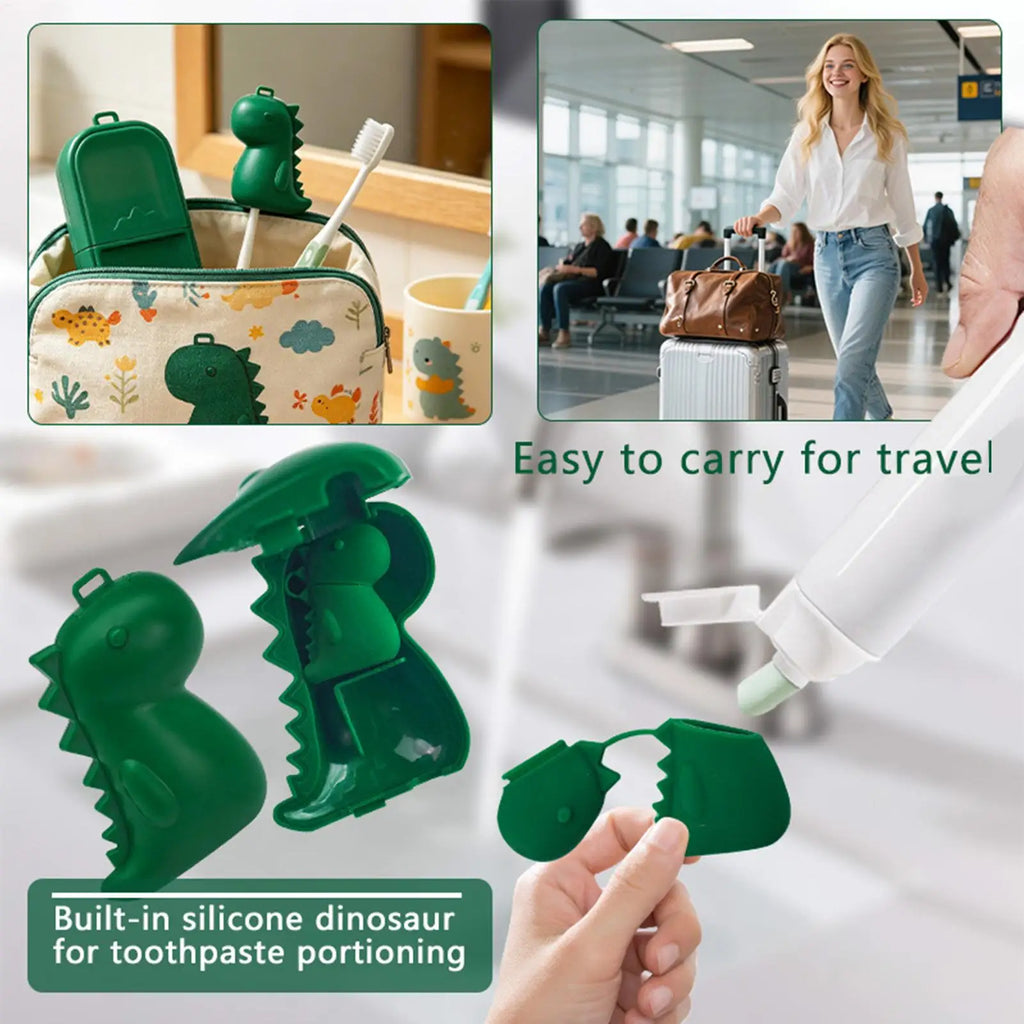 Cute Dinosaur Toothbrush Holder Portable Silicone Travel Case Cover Protector for Bathroom Cruise Home Sink Restroom Accessories