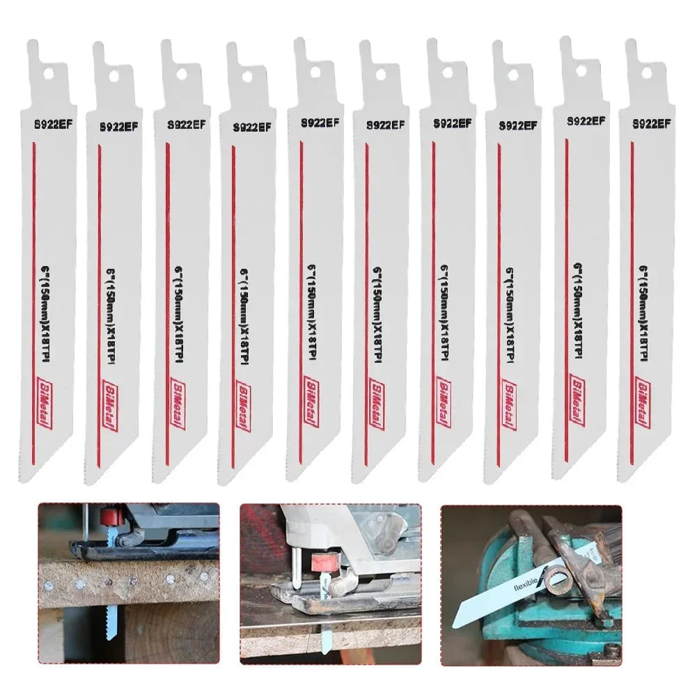 10pcs S922EF Reciprocating Saw Blades Bimetal Wood Pruning metal saber saw blade Cut sonar Cutting Tools For Plastic Pipe Metal