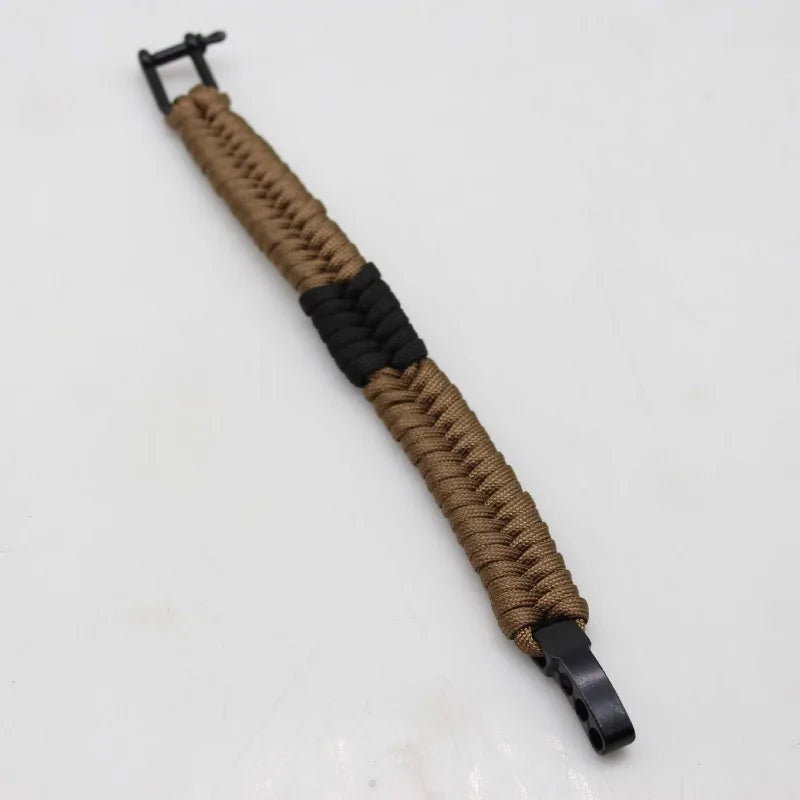 Woven Bracelet Outdoor Survival Seven-Core Parachute Cord Handmade Wrist Rope Wilderness Emergency Paracord with Alloy Buckle